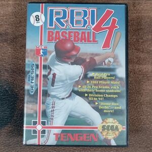 Tengen RBI Baseball 4 Sega Genesis Cartridge 1992 MLB Licensed Video Game